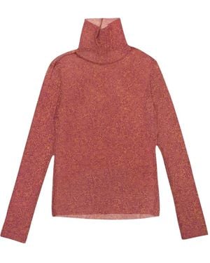 CALLIPYGIAN Mesh Roll-Neck Top - Red