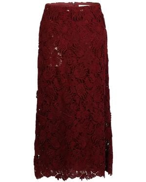 Valentino Garavani Floral-Lace Midi Skirt - Purple