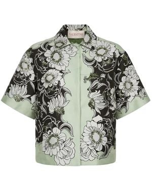 Valentino Garavani Floral-Print Sequin-Embellished Jacket - Gray