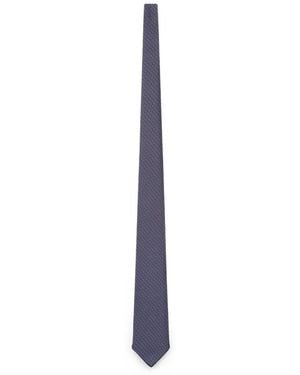 Kiton Geometric-Print Silk Tie - White