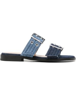 Ganni Buckle-Detail Double-Strap Sandals - Blue