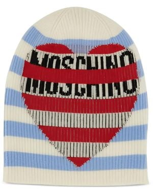 Moschino Striped Heart Hat - Red