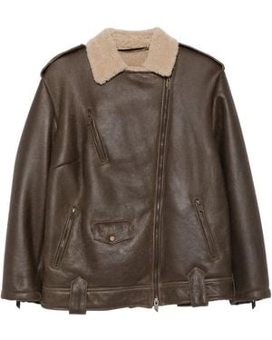 Salvatore Santoro Leather Zip-Up Jacket - Brown