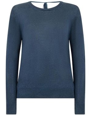 120% Lino Tie-Detail Top - Blue