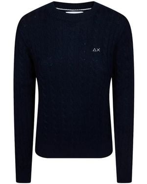 Sun 68 Pull En Maille Torsadée - Bleu