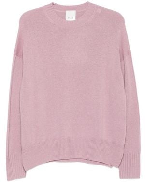 Allude Ribbed-Knit Crew-Neck Sweater - Pink