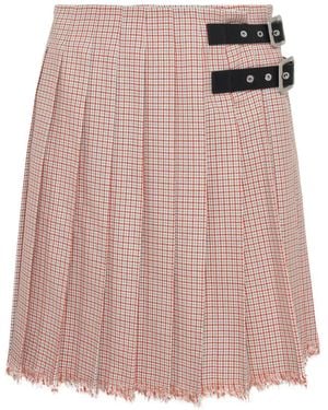 Jil Sander Houndstooth Pleated Wrap Mini Skirt - Pink