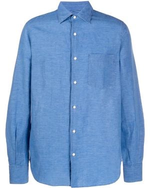 Aspesi Plain Button-Up Long Sleeve Shirt - Blue