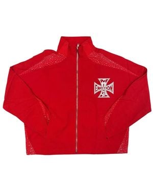 Mixed Emotions Crystal-Embellished Logo-Print Jacket - Red