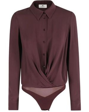 Elisabetta Franchi Twisted buttoned bodysuit - Lila