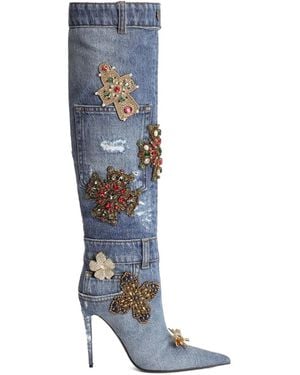 Dolce & Gabbana Botas vaqueras con tacón de 105 mm - Azul