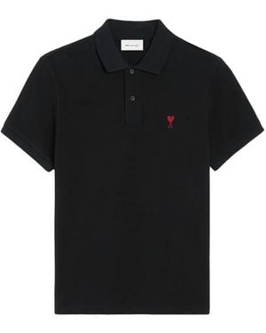 Ami Paris Ami De Coeur Cotton Polo Shirt - Black