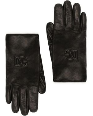 Dolce & Gabbana Lederhandschuhe Mit Dg - Schwarz