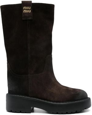 Miu Miu Bottines En Daim - Noir