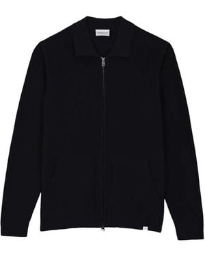 NOWADAYS Ribbed-Knit Zip-Up Cardigan - Blue