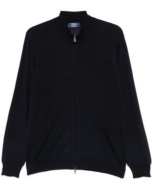 Fedeli Zip-Front Panelled Jumper - Black