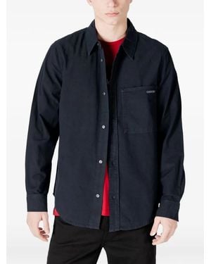 Calvin Klein Button-Down Chest-Pocket Shirt - Blue