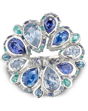 Anabela Chan 18Kt Aqua Pavé Panettone Tourmaline, Sapphire And Diamond Ring - Blue