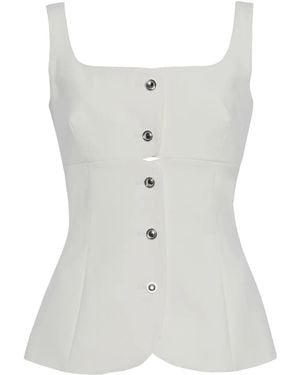Rosetta Getty Button-Front Square-Neck Top - White