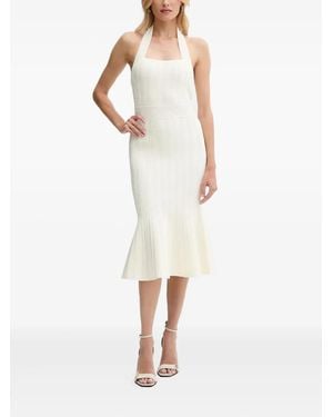 Guess Halter-Neck Ribbed Midi Dress - White