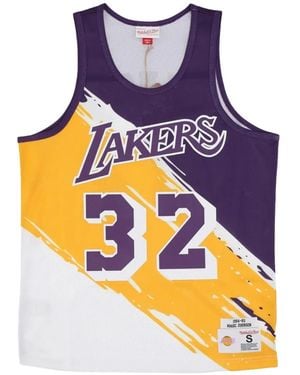 Mitchell & Ness Lakers Magic Johnson Paint Brush Tank Top - Blue