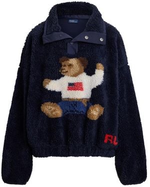 Polo Ralph Lauren Polo Bear Fleece-Texture Polo Sweatshirt - Blue