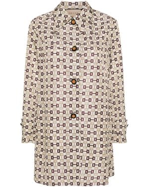 コート Gucci Gucci Horsebit Print Nylon Overcoat Gucci Horsebit Print Coat in Natural | Lyst