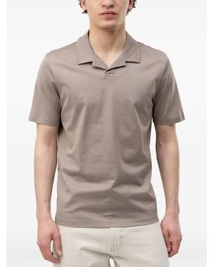 HUGO Dimers Logo-Patch Notch-Collar T-Shirt - Grey