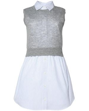 Alexander Wang Layered Sleeveless Shirt Dress With Knit Top - Grey