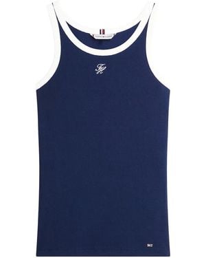 Tommy Hilfiger Contrast Bind Rib Tank - Azul
