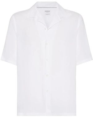 Brunello Cucinelli Linen Short-Sleeve Shirt - White
