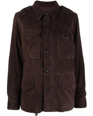 Polo Ralph Lauren Button-Up Leather Jacket - Brown