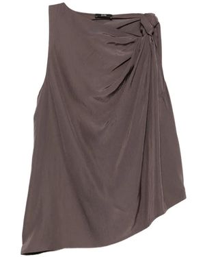 ELEH Knot Draped Tank Top - Brown