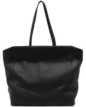 The Row Karolin Grained Leather Tote Bag - Black