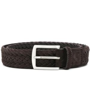 SCAROSSO Square Buckle Interwoven Belt - Black
