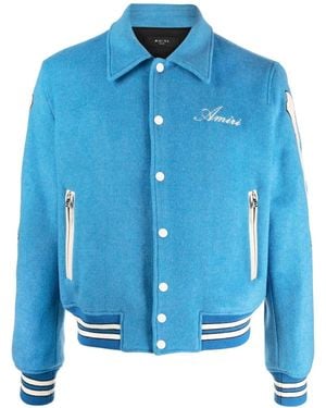 Amiri Bones Appliqué Wool-Blend Bomber Jacket - Blue