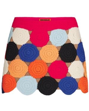Simon Miller Beep Beep Crochet-Knit Low-Rise Mini Skirt - Pink