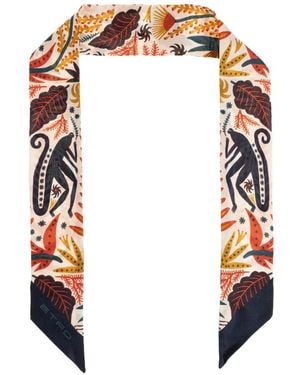 Etro X Tabby Booth Monkey-Print Silk Scarf - White