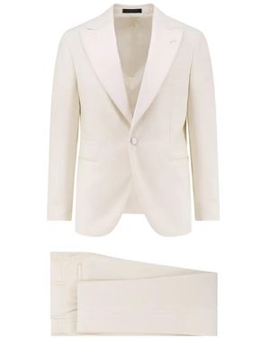 Corneliani Costume En Laine À Boutonnage Simple Et Col À Revers En Satin - White