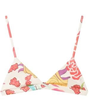 Donde Esteban Floral Print Triangle Bikini Top - Pink