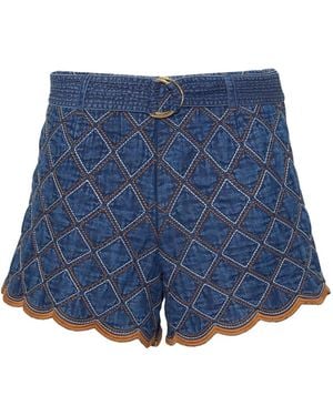 Cara Cara Scallop-Hem Shorts - Blue