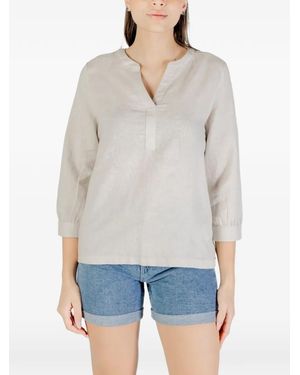 Street One V-Neck Linen Blouse - White