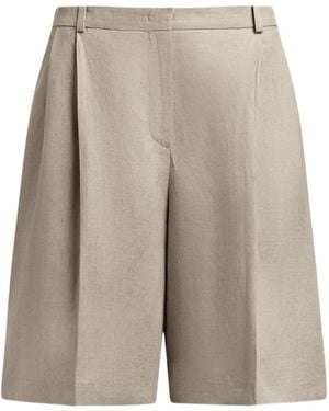 12 STOREEZ Pleated Linen Shorts - Grey