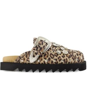Toga Flache Mules mit Leoparden-Print - Weiß
