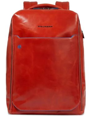 Piquadro Laptop-Rucksack aus Leder - Rot