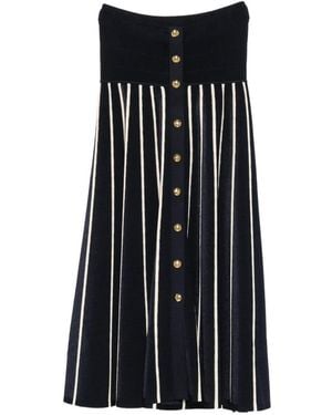 Zimmermann Gestreepte Button-Down Midi-Rok - Zwart