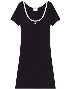 Courreges Classic Dress With Embroidered Logo - Black