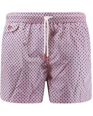 Kiton Geometric-Pattern Swim Shorts - Purple