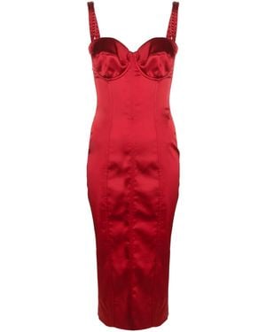 Dolce & Gabbana Sweetheart-Neck Corset-Style Midi Dress - Red