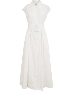 Clea Callista ベルテッド ミディドレス - ホワイト